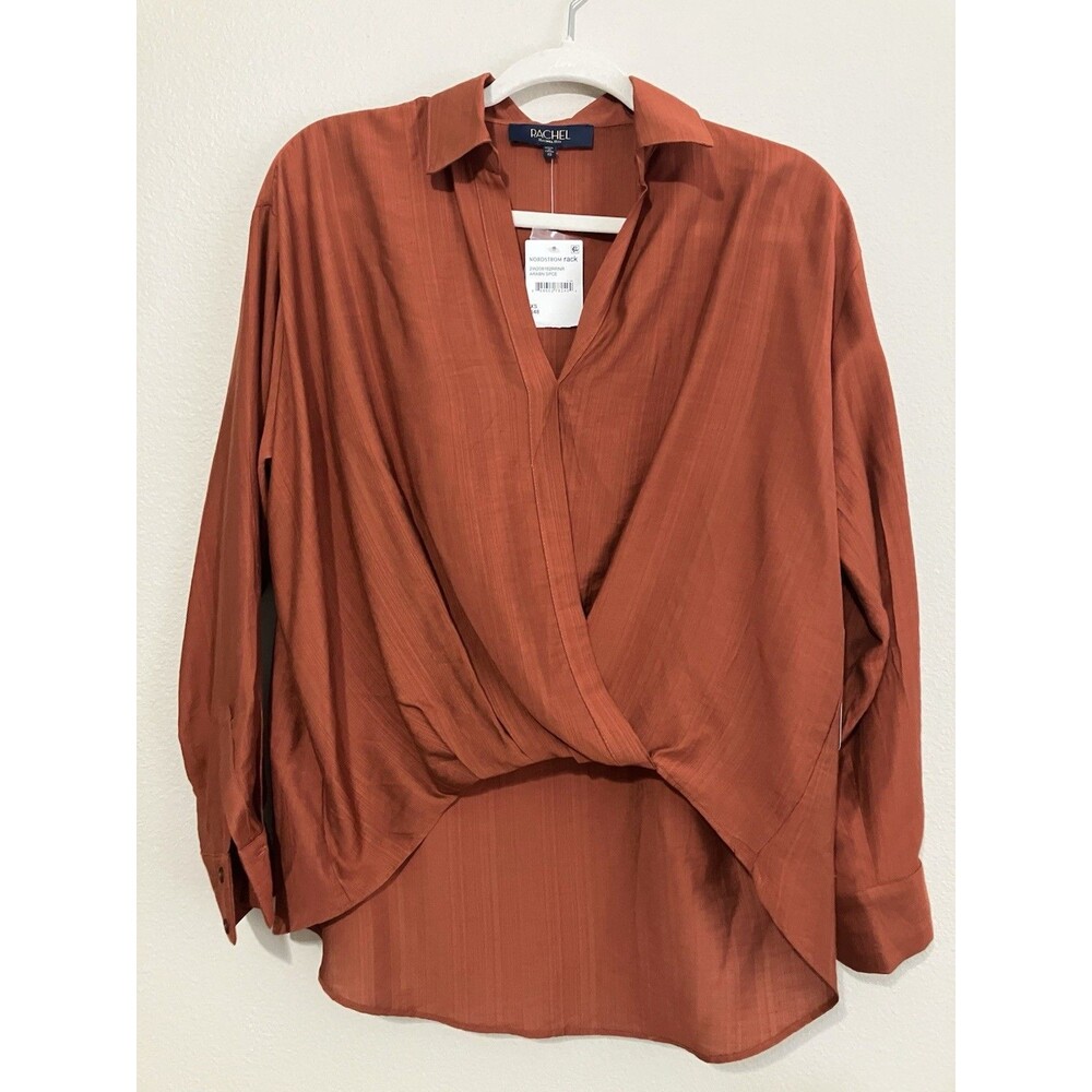Rachel Roy Crossover Wrap Top Surplice Rust Brown New Size XS / Small